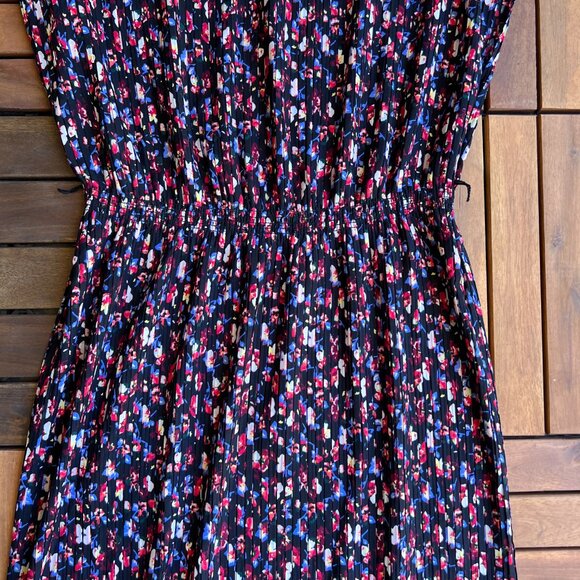 A Pea In The Pod Dress Womens One Size Black Floral Pleated Maternity Midi New - Picture 3 of 15